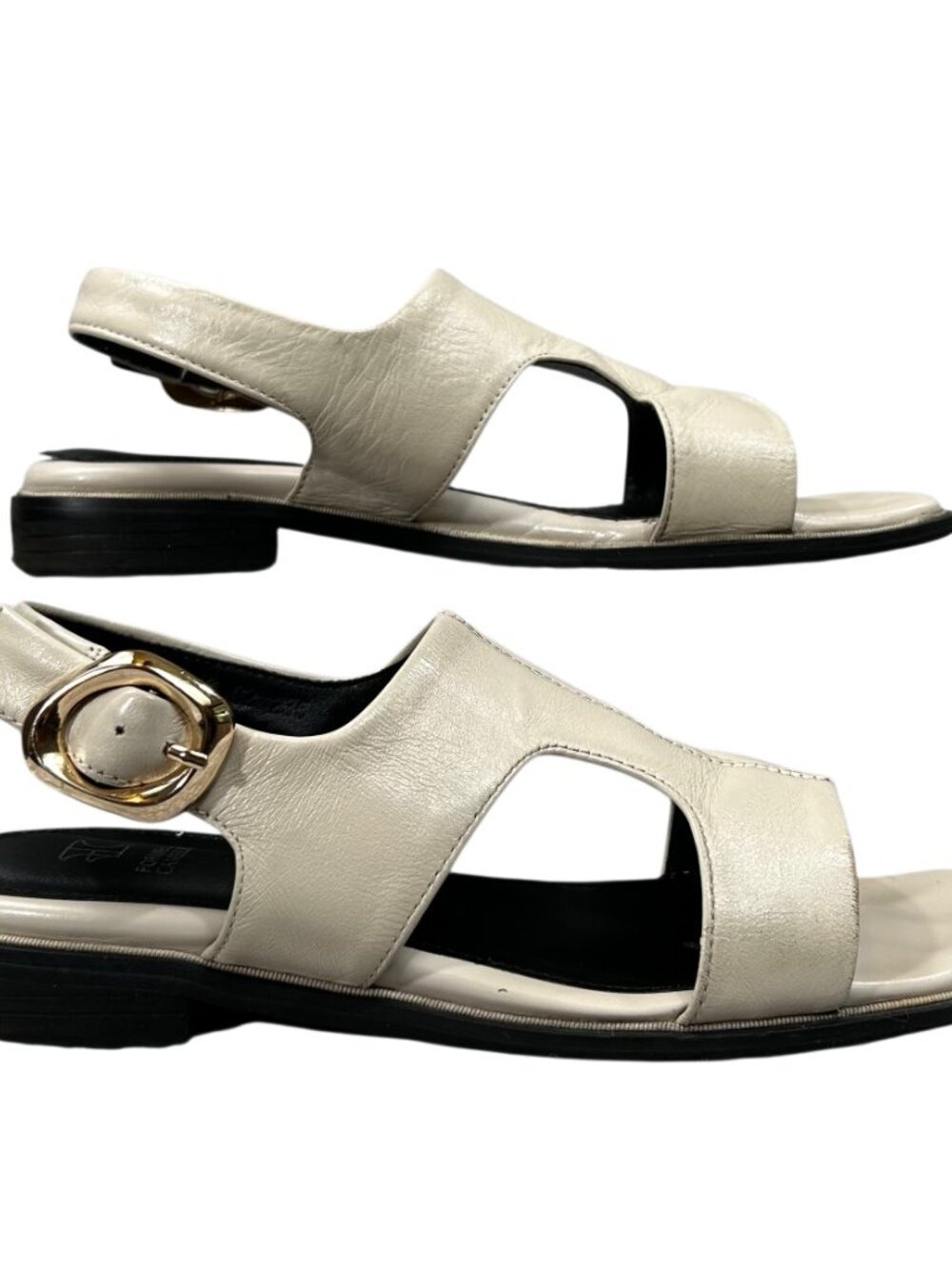 Formel Camele Cream Leather Open Toe Ankle Strap Sandals Size 5.5 - Picture 2 of 12